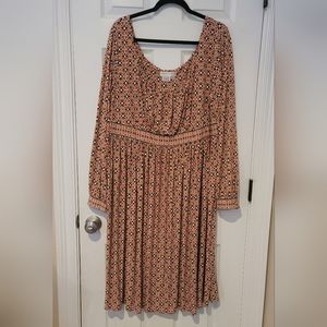 Plus size, long-sleeved midi dress